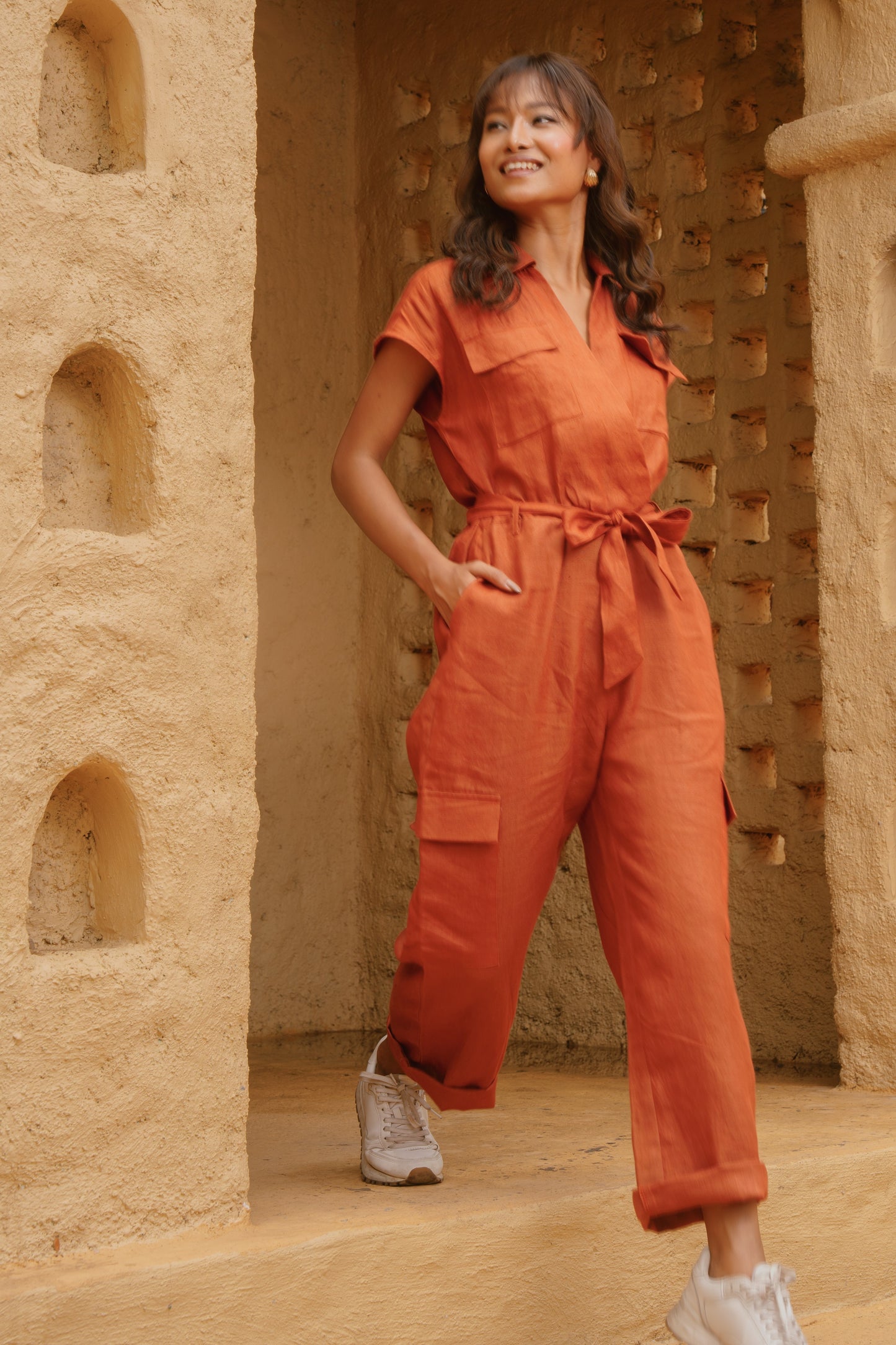 Senna Rust Cargo Jumpsuit