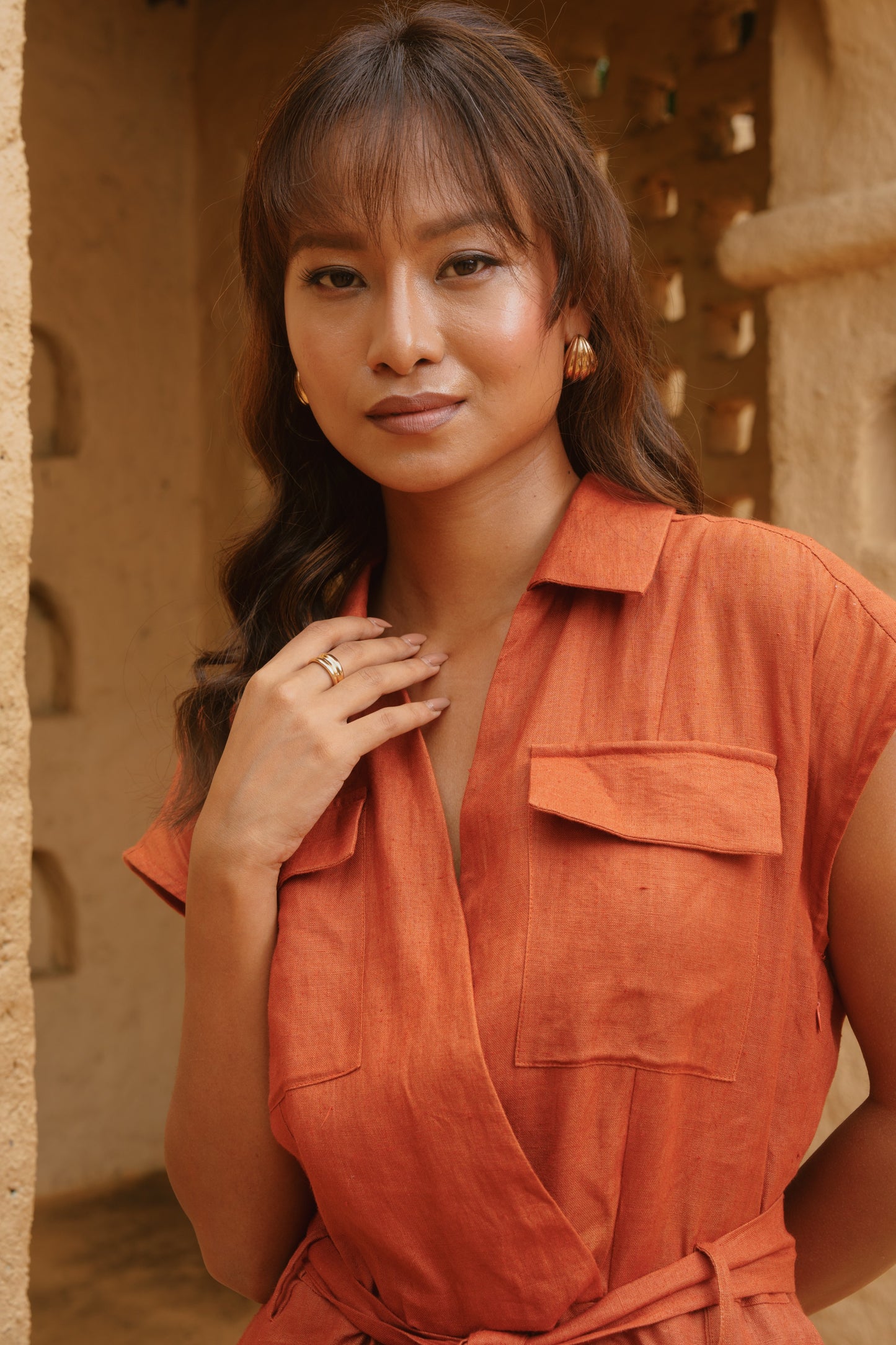 Senna Rust Cargo Jumpsuit