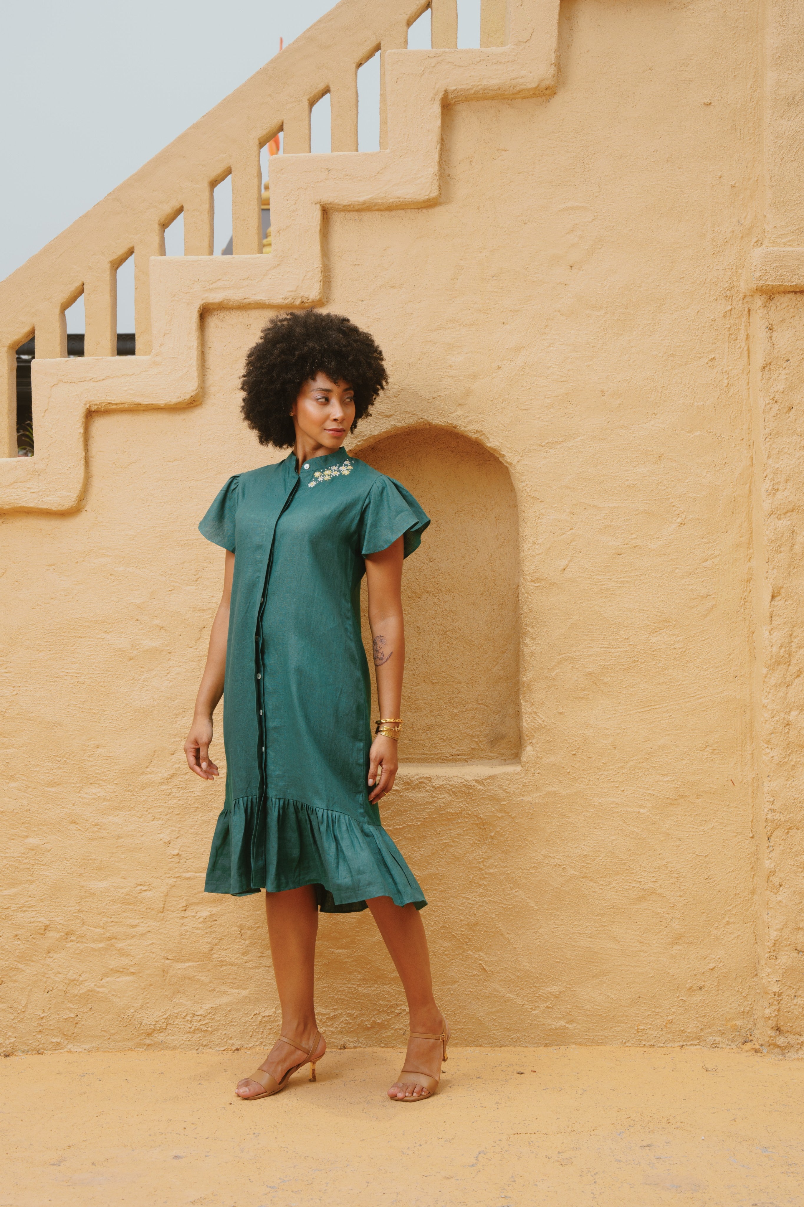 Twilight - Teal Ruffle Dress