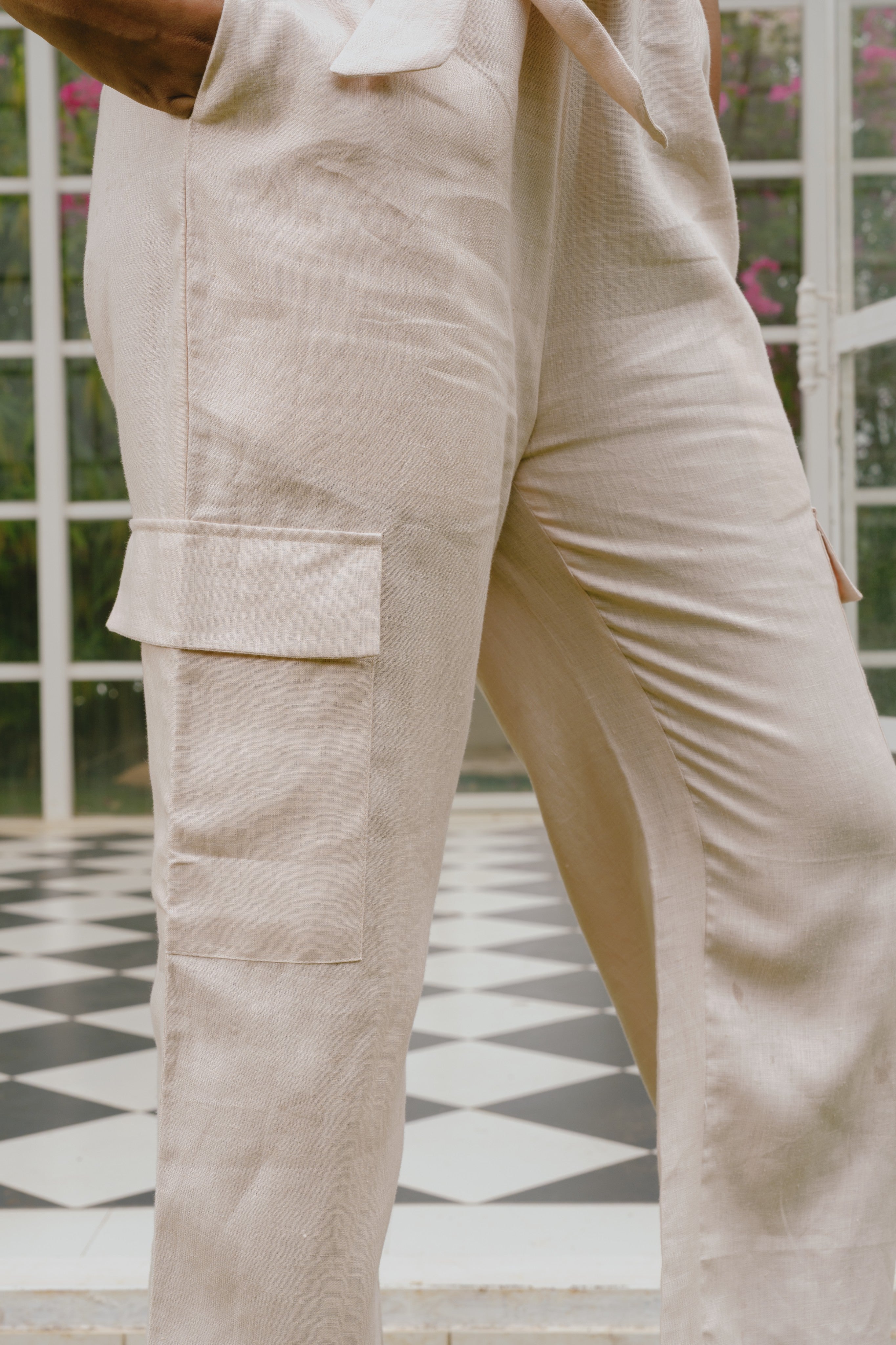 Senna Beige Cargo Jumpsuit