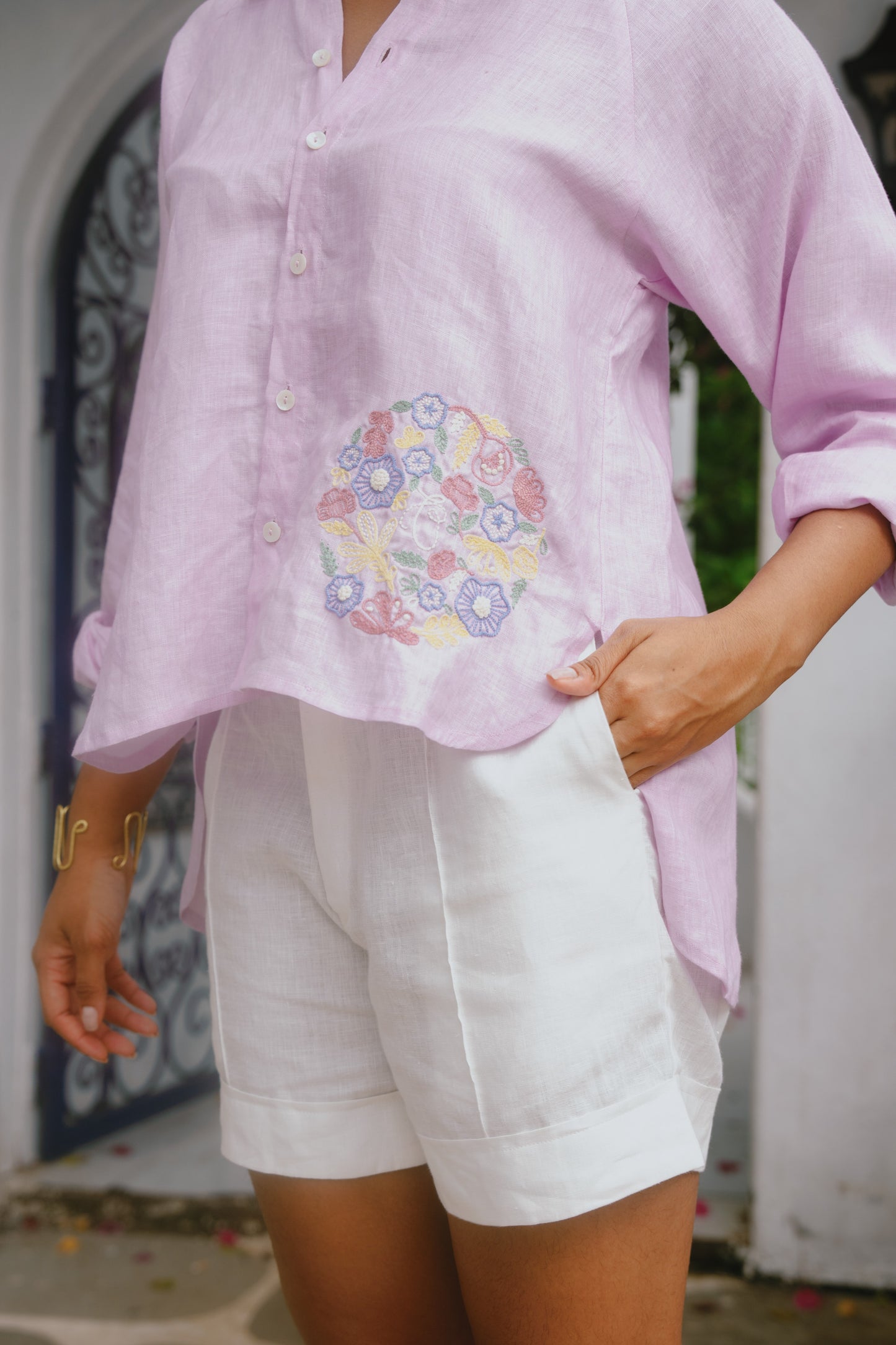 Tavi - Lavendar High-Low & Pleated Shirt