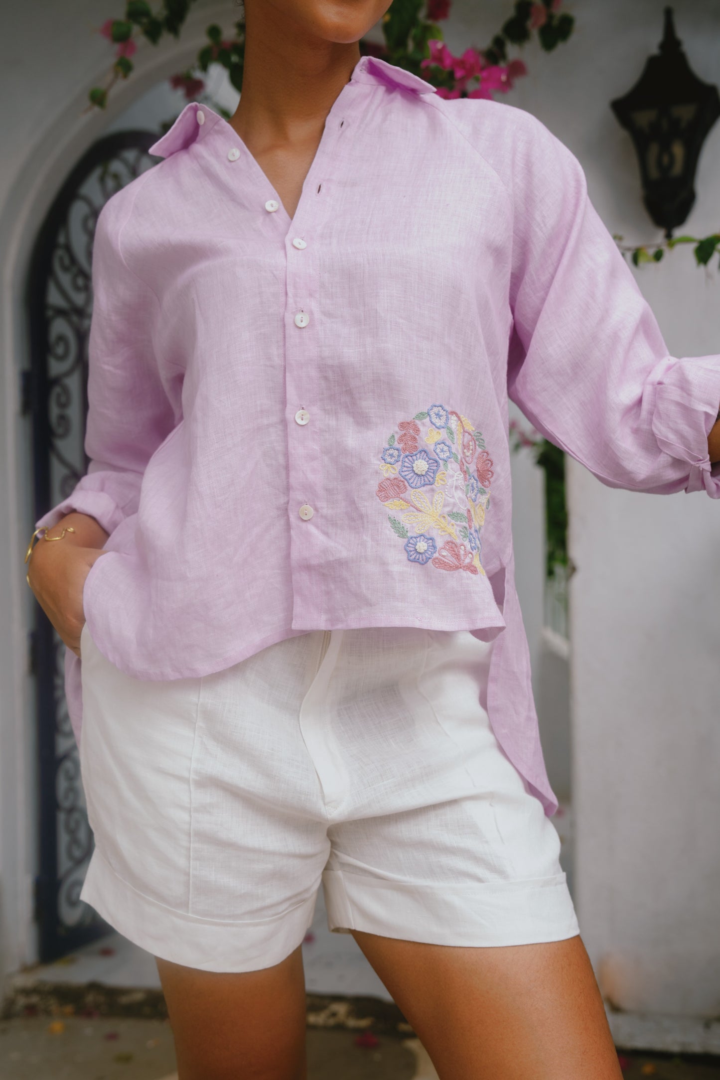 Tavi - Lavendar High-Low & Pleated Shirt