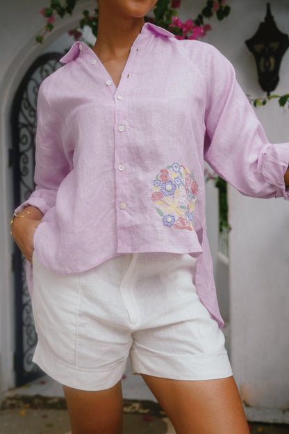 Tavi - Lavendar High-Low & Pleated Shirt
