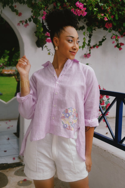 Tavi - Lavendar High-Low & Pleated Shirt