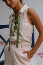 Romi - Beige Olive Lace Vest
