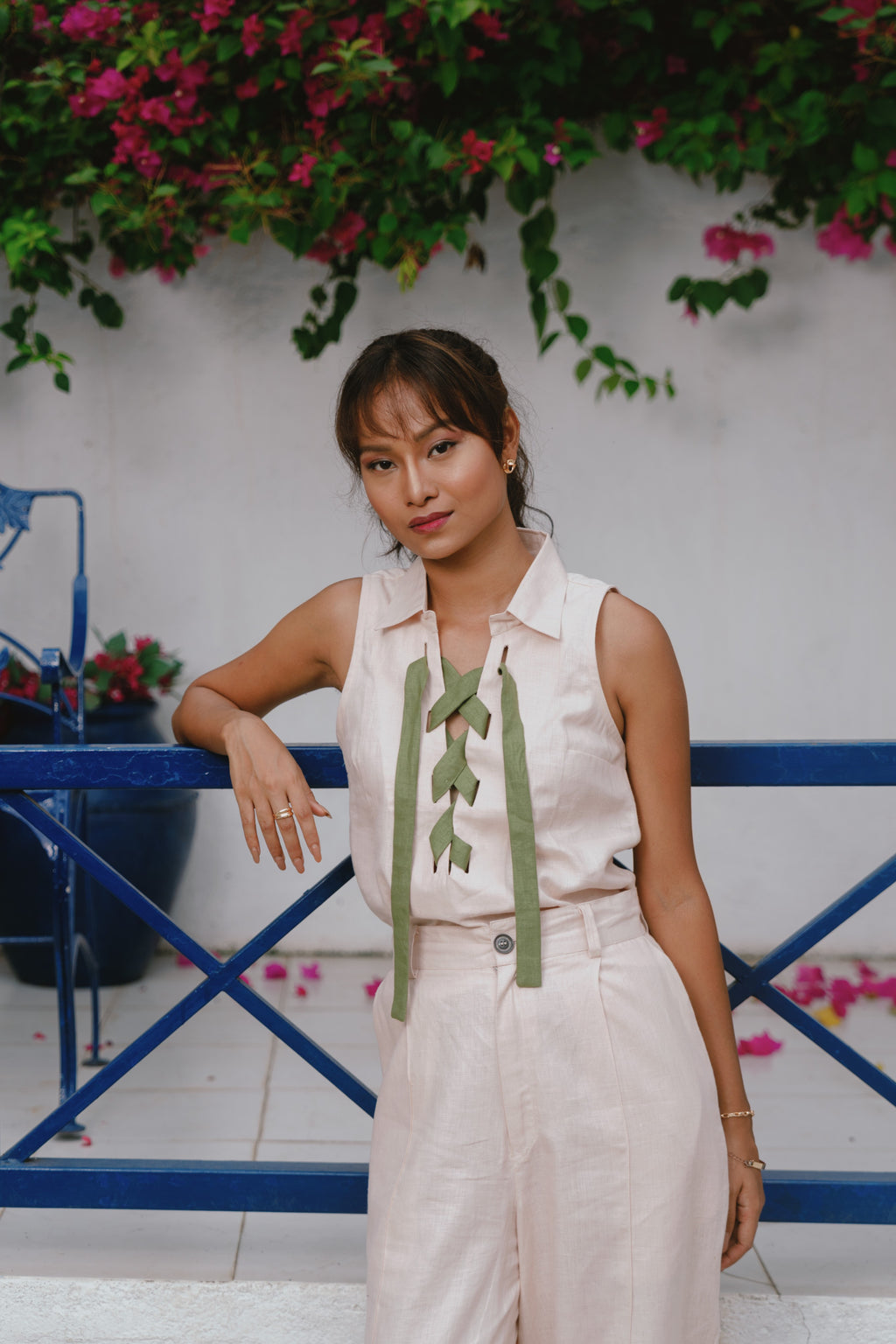 Romi - Beige Olive Lace Vest