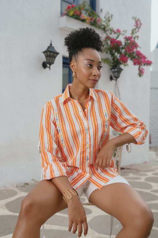 Olen - Orange Stripe Shirt