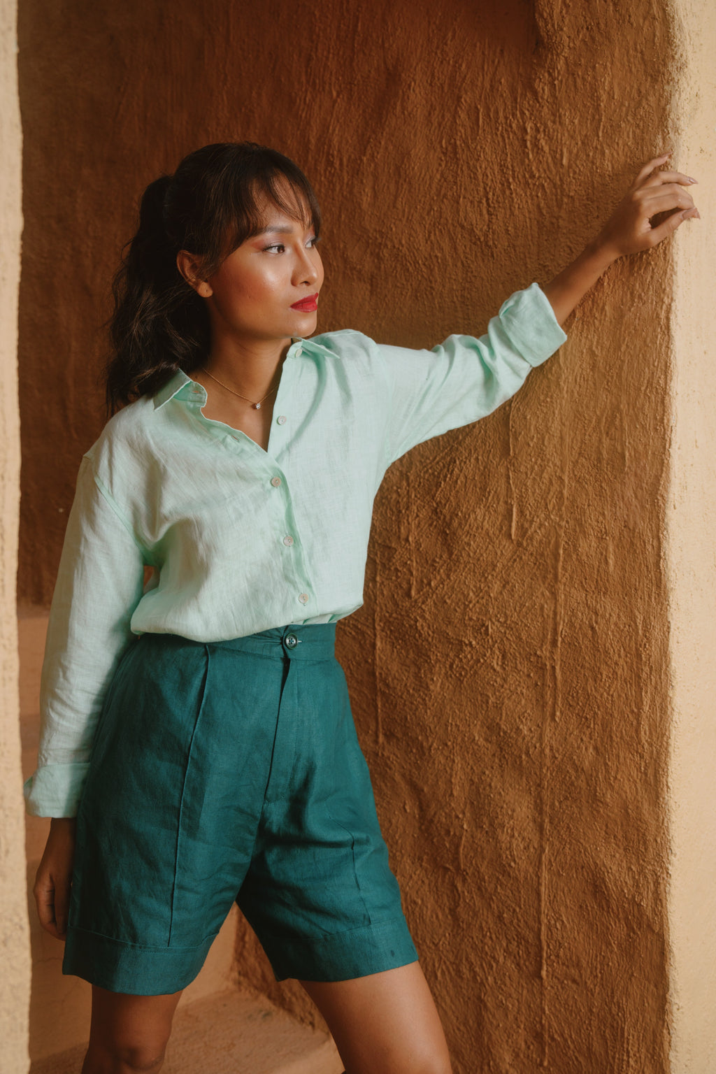 Zuri - Teal High Waist Shorts