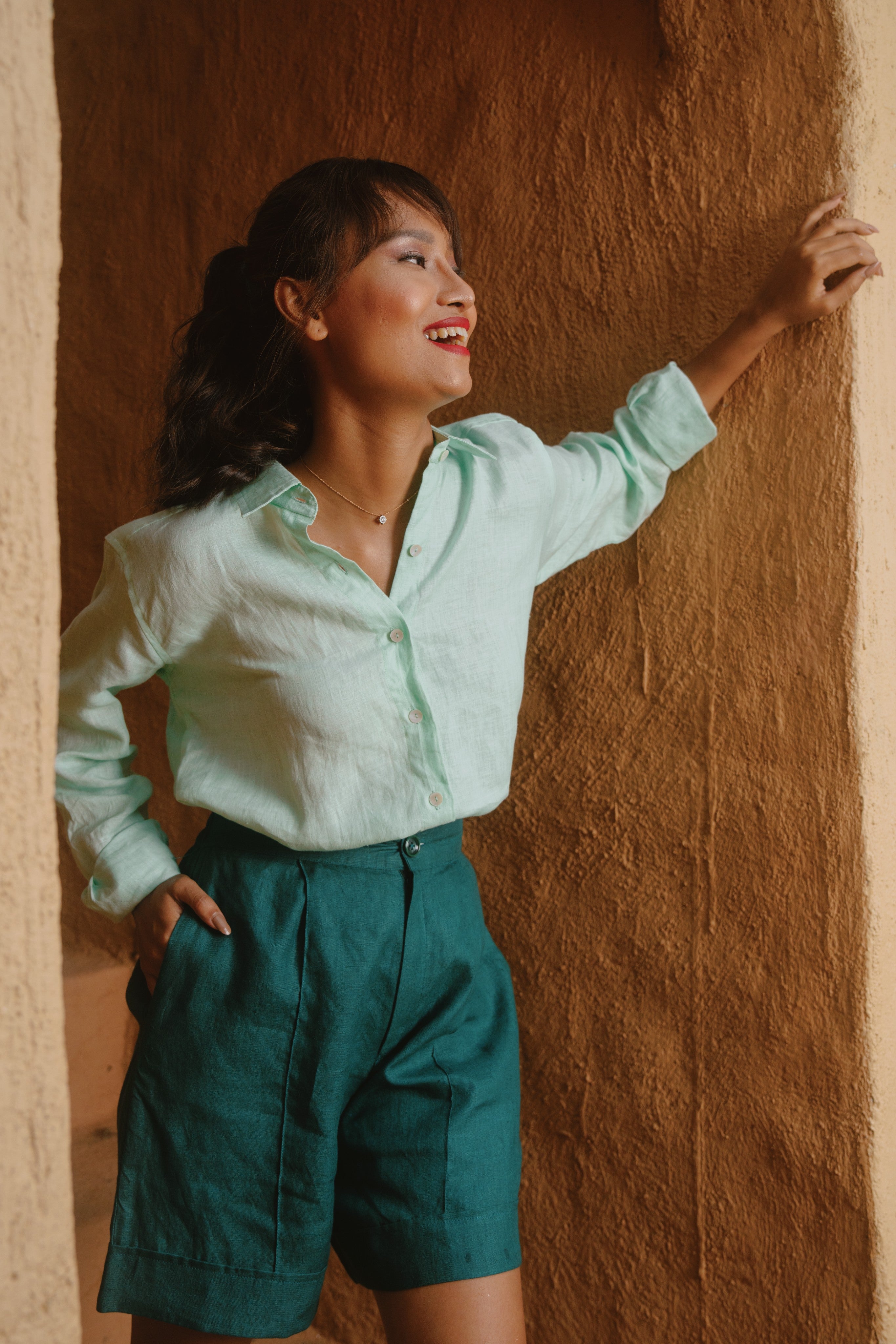 Zuri - Teal High Waist Shorts