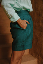 Zuri - Teal High Waist Shorts