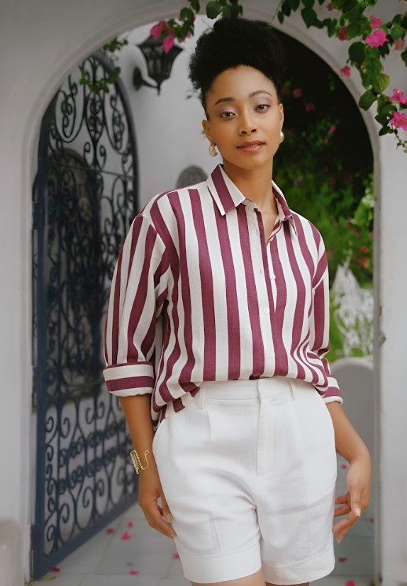 Olly - Maroon Stripe Shirt